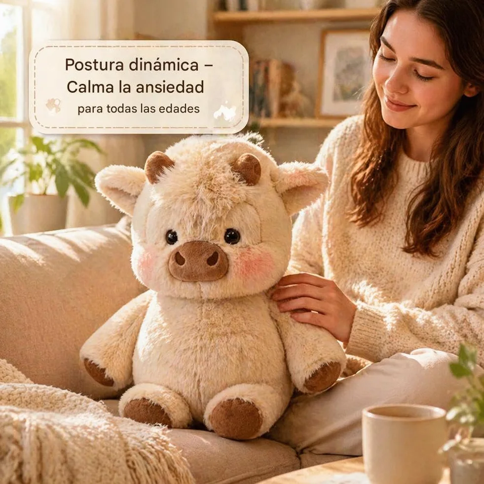 Peluche Que Corre,Vaca De Peluche Suave – Peluche De Vaca De 45 Cm – Animal Ultrasuave para Aliviar– Ideal para Abrazar, Jugar y Decorar La Habitación (A)