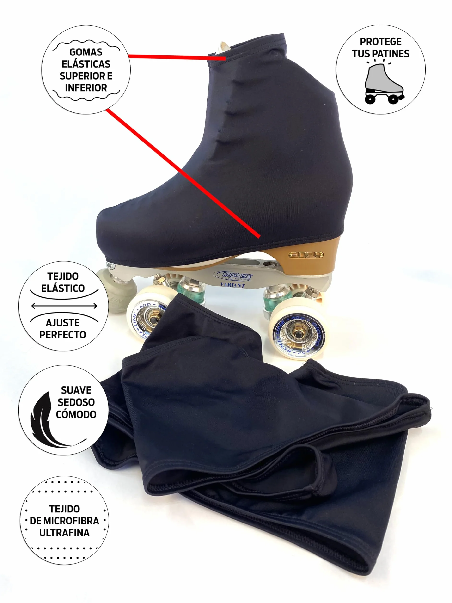 CRLSPORT Cubre patín para niña y Mujer, Funda PatinSkate, 180 Densidad, Talla Universal, Negro