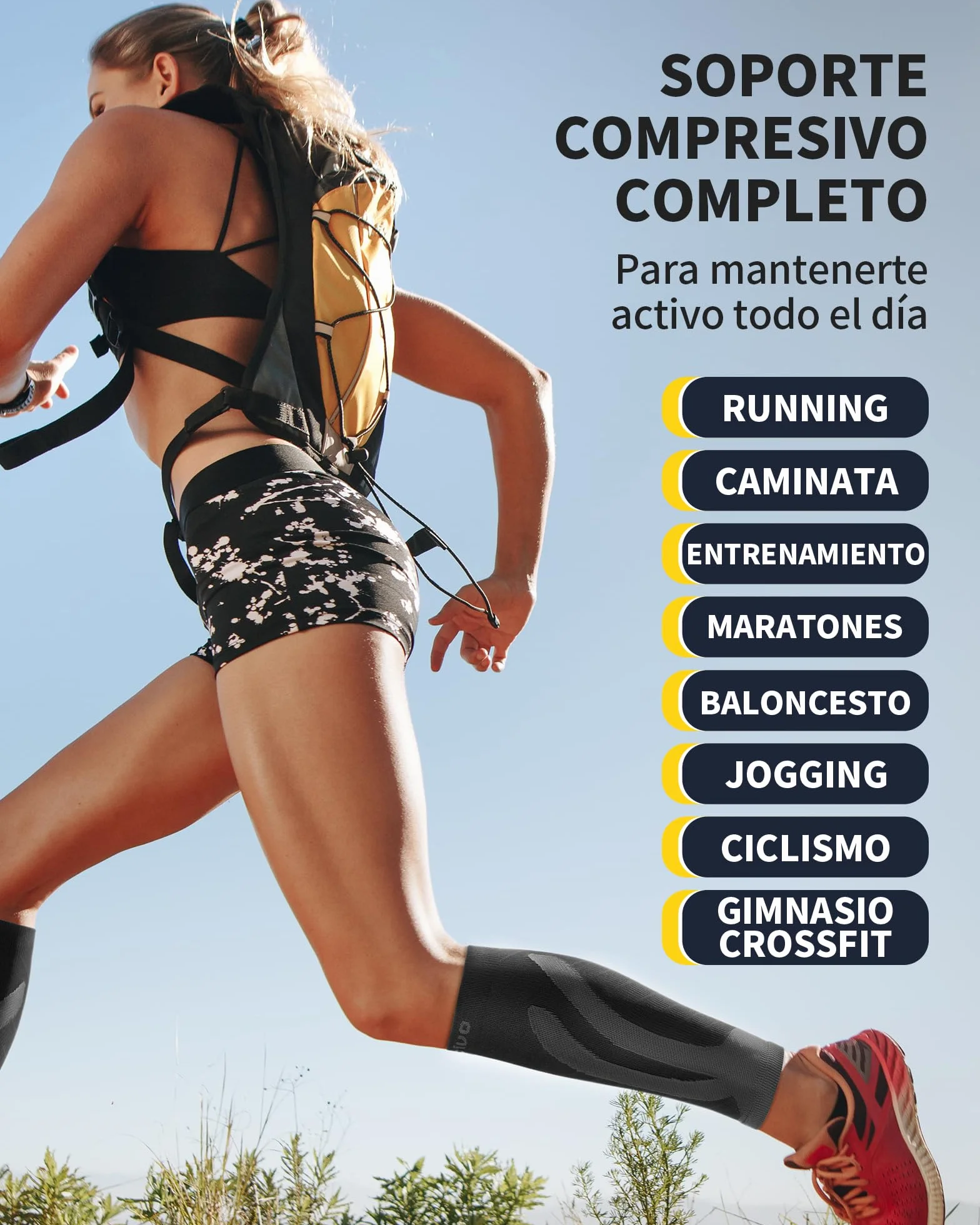 CAMBIVO Medias Compresivas 2 Pares, Calcetines Compresión Mujer Hombre para Deporte Running Ciclismo