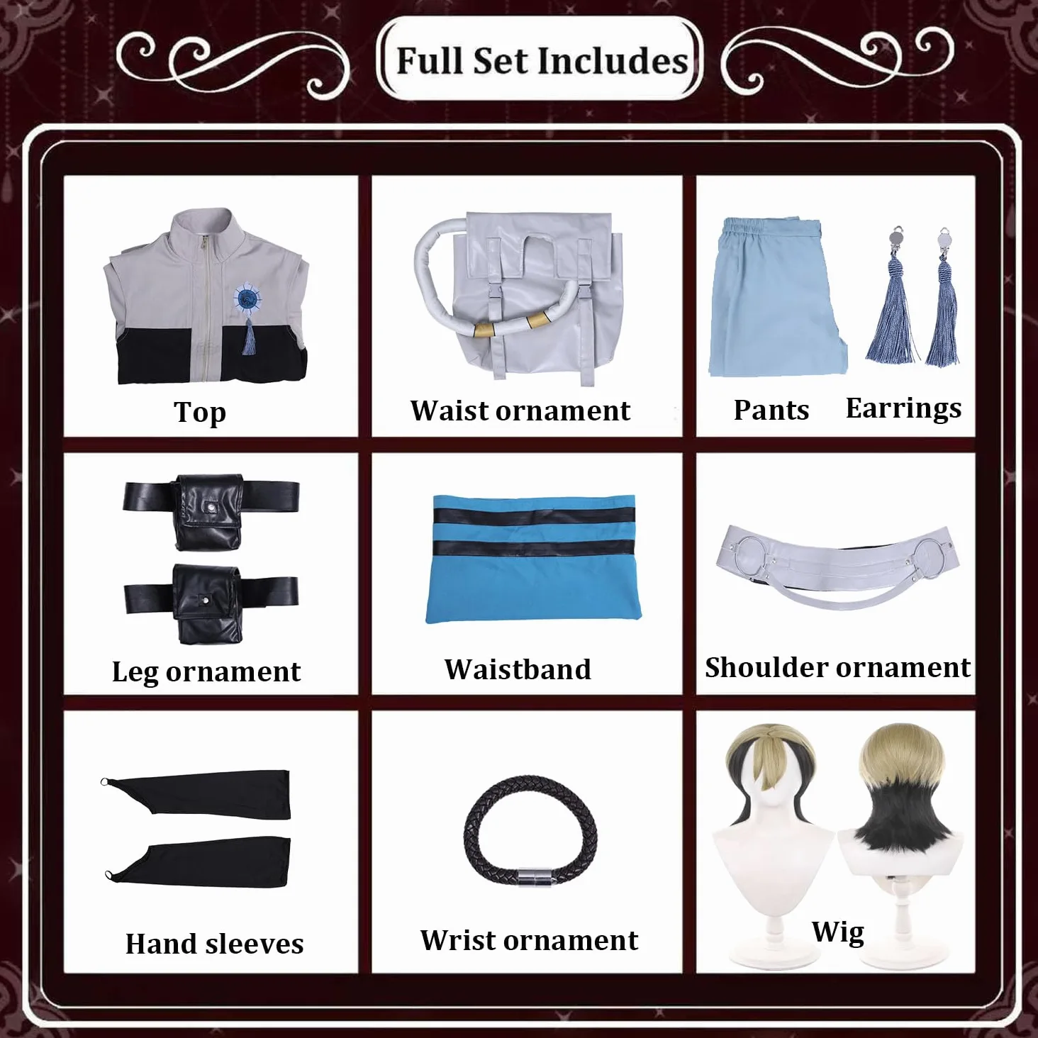 Anime Personaje Zanka Nijiku Disfraz de Cosplay Rudo Shuaburekku Juego de Rol Uniforme Conjunto Completo Halloween Carnaval Fiesta Traje de Vestir con Peluca para Hombres