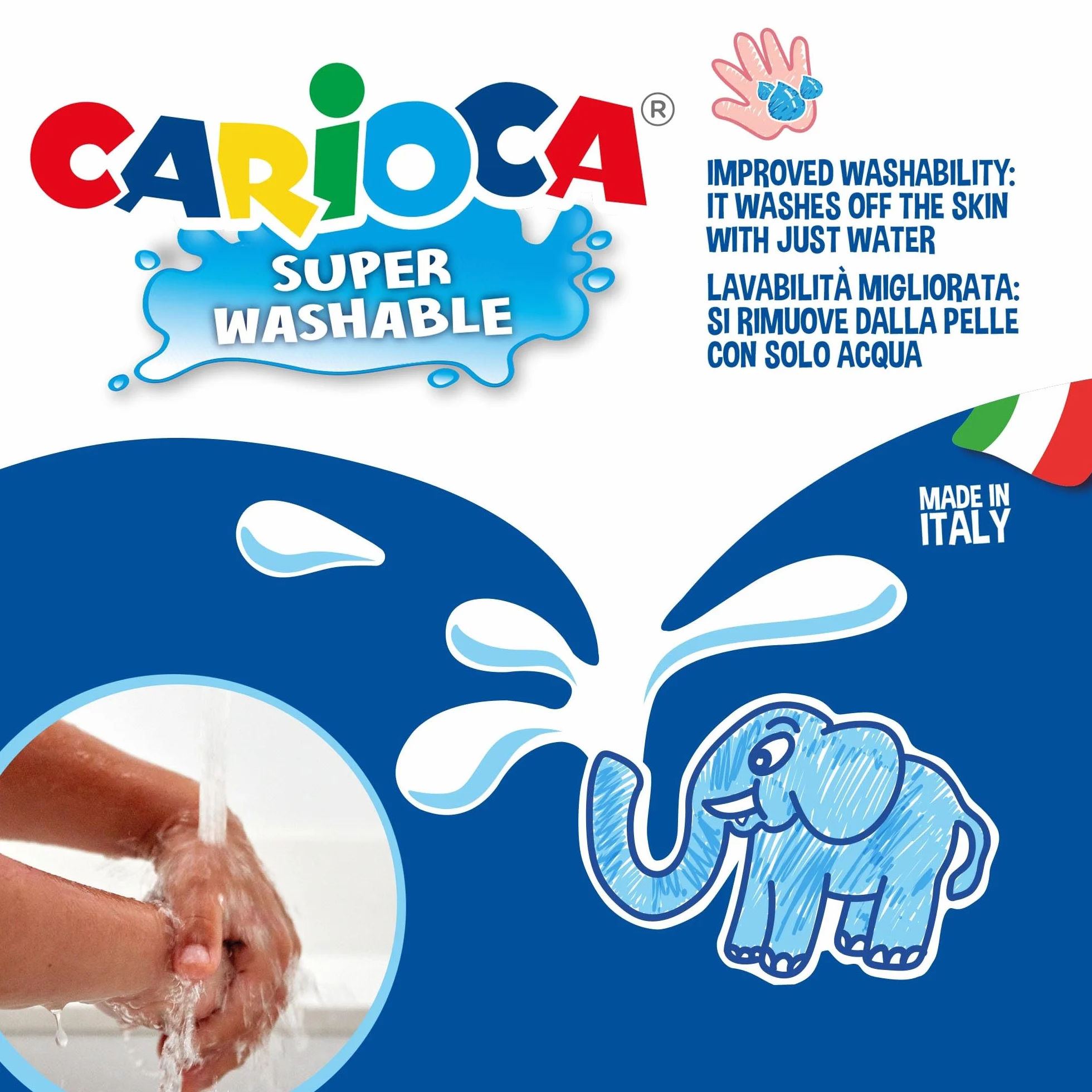 Carioca JUMBO BOTE con ASA, 42312 - Bote de Rotuladores Punta Maxi Super Lavables, 50 Unidades, Multicolor