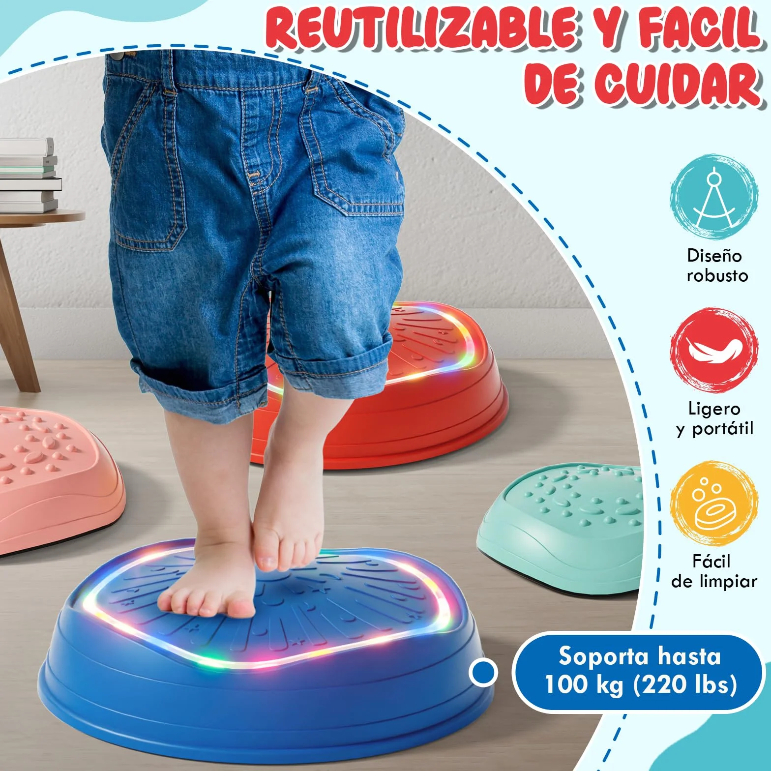Lehoo Castle Piedras de Equilibrio para Niños, Antideslizante, Juego Exterior para Desarrollo Sensorial
