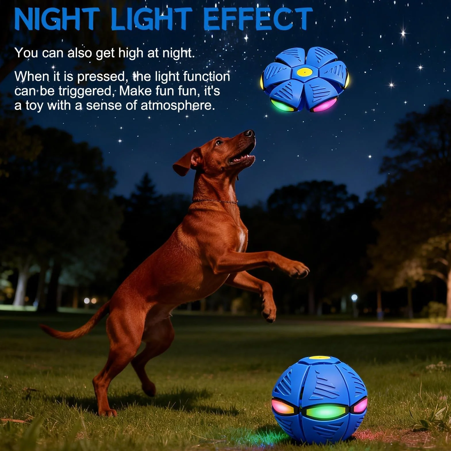 Dongcill Platillo Volador mágico, Nueva Bola mágica de 2026 con 6 Luces, platillo mágico de Doble Forma, Pelota saltarina para estimular los Reflejos Motores, Juguete para Perros
