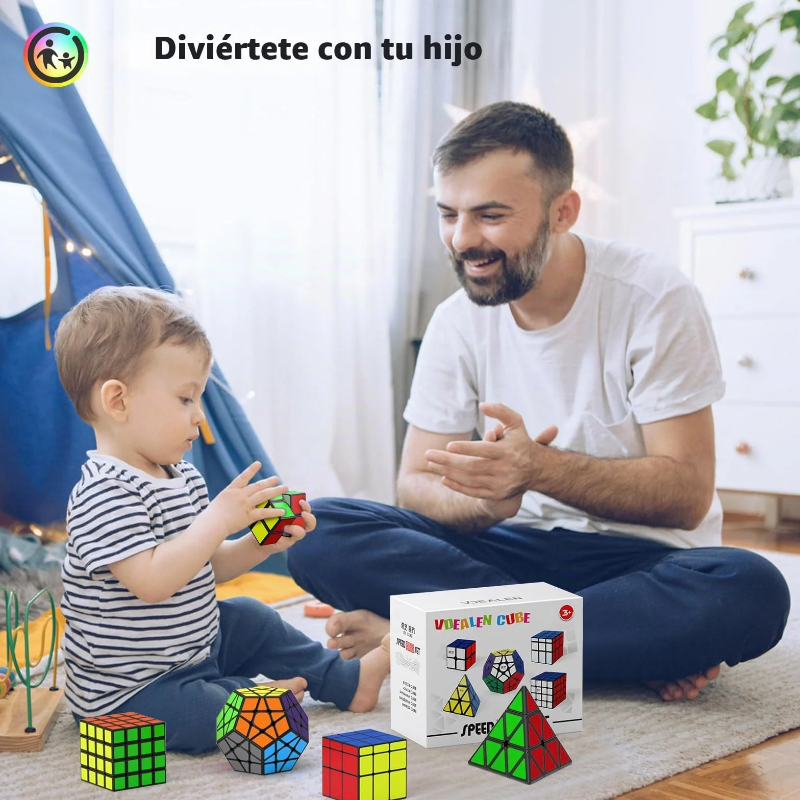 Vdealen Cubos de Velocidad,Juego de Cubos de Velocidad de 2x2 4x4 Pirámide Megaminx Mirror Cube Smooth Pegatinas,Cubo Mágico Liso Colección de Rompecabezas