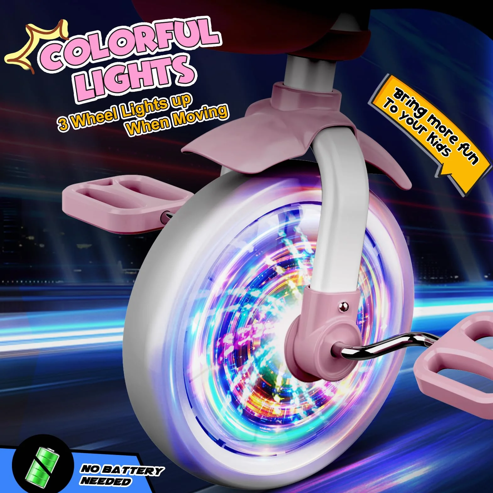Braxel Triciclo para Niños de 2 a 5 Años, Triciclo Evolutivo con Asiento Ajustable Luces Geniales para Niño y Niña de 1 a 4 Años Carga 35 kg, Rosa