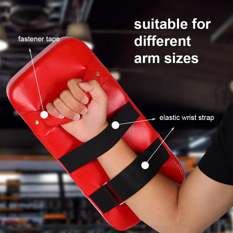 Almohadillas de Boxeo de Cuero PU para Muay Thai MMA Artes Marciales Entrenamiento (Rojo)