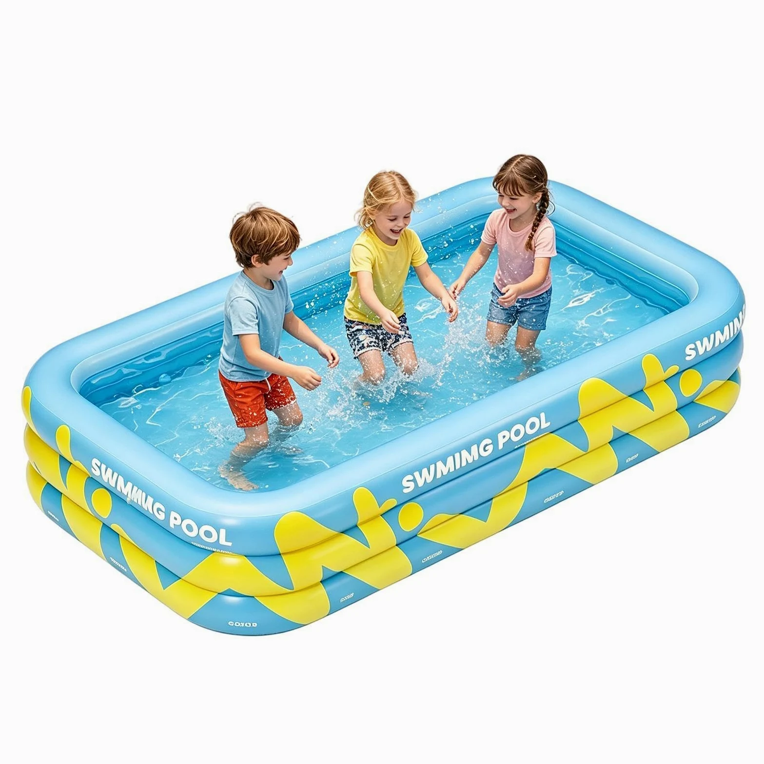 Piscina Hinchable Infantil 210 x 145 x 56 cm Gran Tina Reforzada E Inflable | Piscina Para Verano Al Aire Libre Patio Jardín Trasero Césped Parque Y Infantil