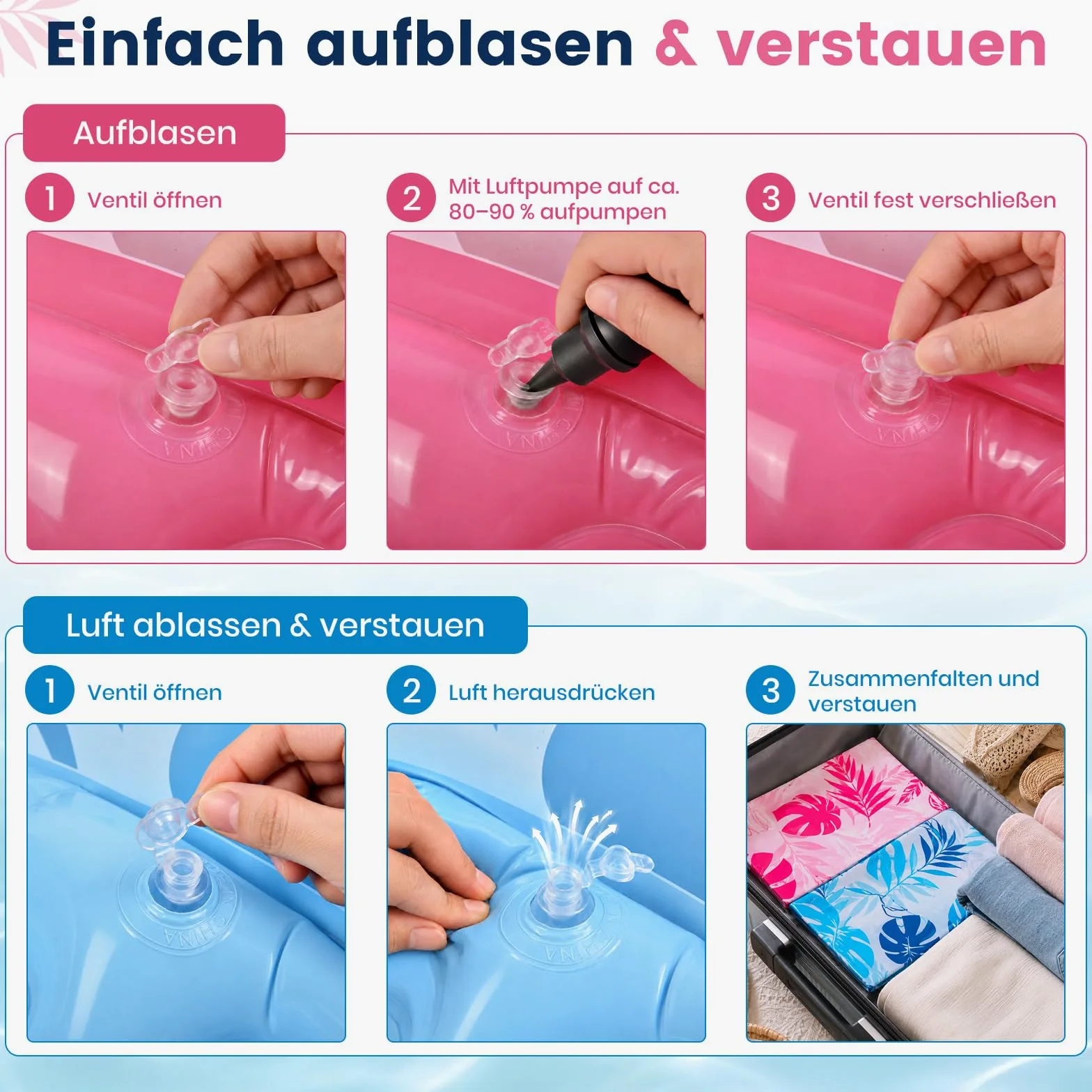 Colchón de aire para piscina, juguete de agua para adultos - Sillón portavasos | Hamaca hinchable para piscina, 2 unidades, color azul y rosa
