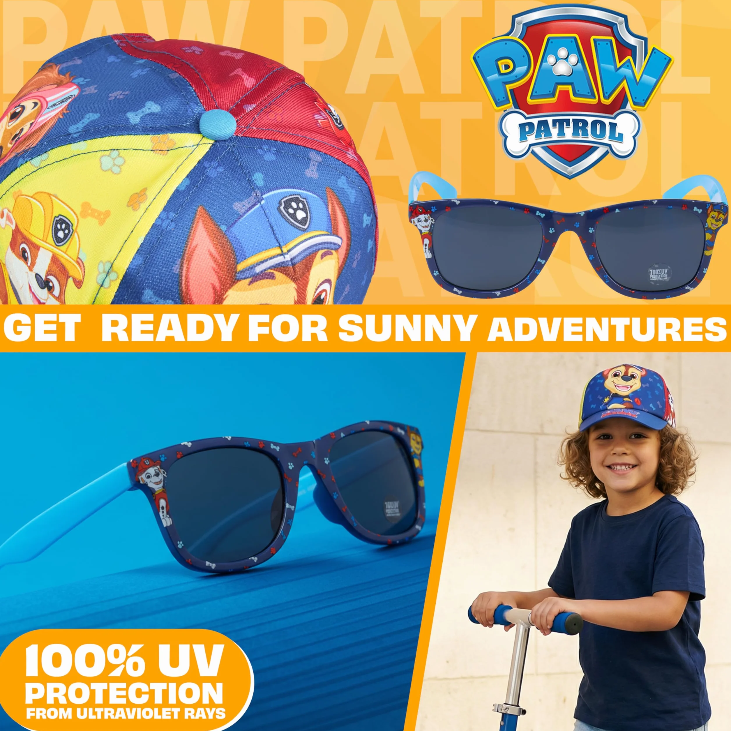 Paw Patrol Minions Gorra Infantil Ajustable Gafas de Sol UV 400 Conjunto Verano Niño Accesorios