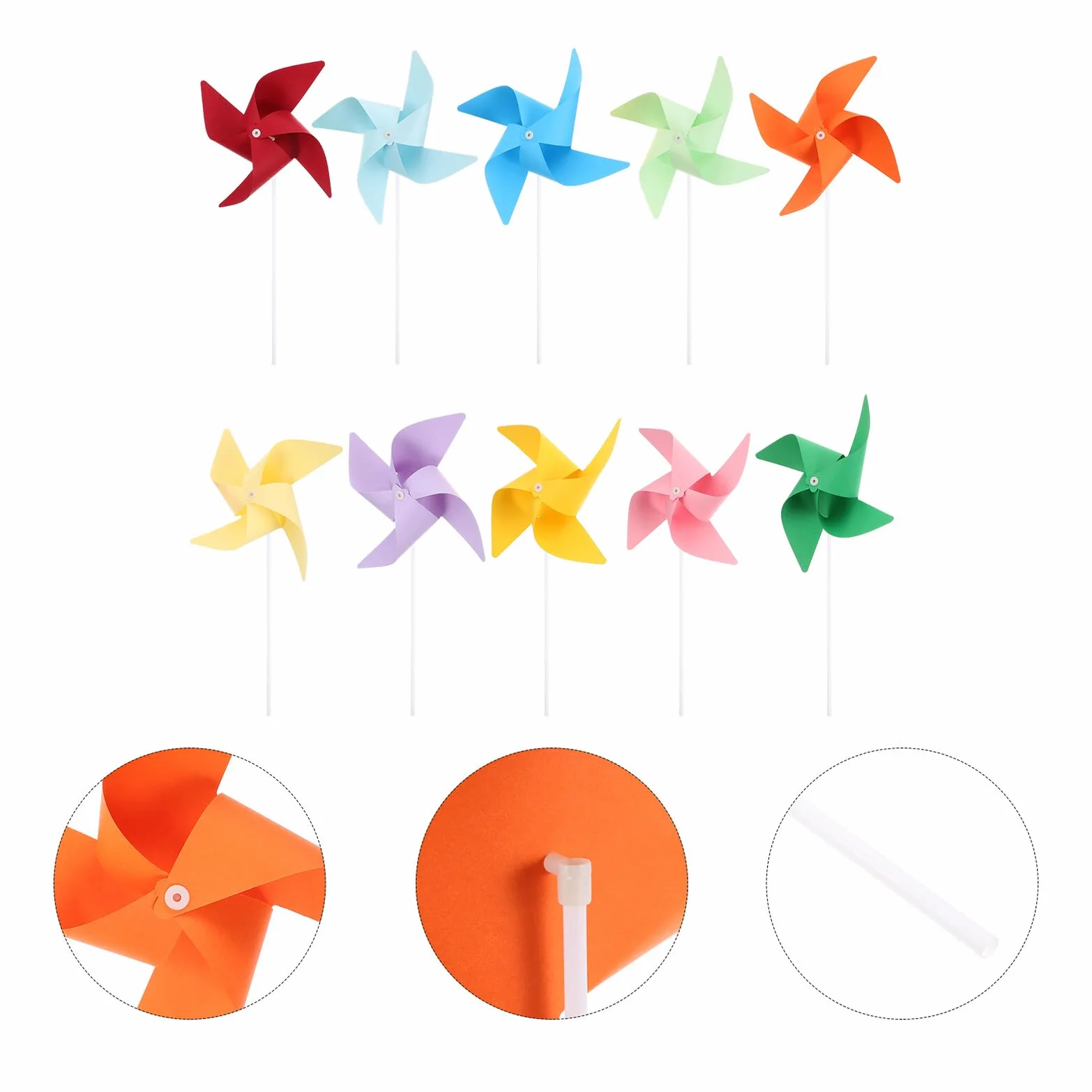 Molinetes de Viento para 12 Piezas, Kit de Manualidades de Papel, Molinillos de Colores Mixtos, Juguete Educativo Temprano para Jardín de Infantes y Juego al Aire Libre