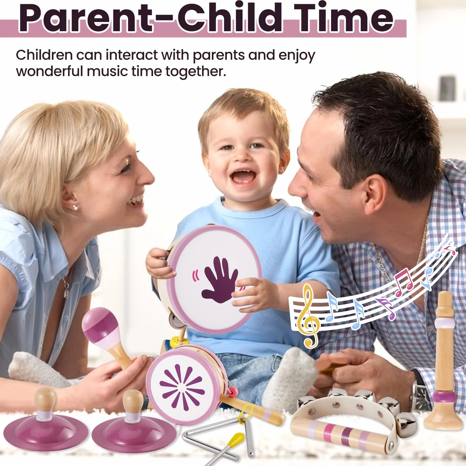 Buyger Instrumentos Musicales para Bebés, Juguete Montessori de Madera para Niños 1 2 3 años, IInstrumentos de Percusión Infantiles, Regalo para Niños Niñas (Cumpleaños/Navidad/Reyes)