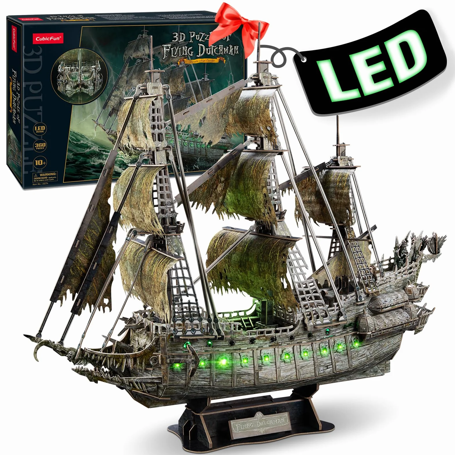 CubicFun Puzzle 3D LED Holandés Errante Barco Pirata Maquetas para Construir 360 Piezas Adultos Niños 14+