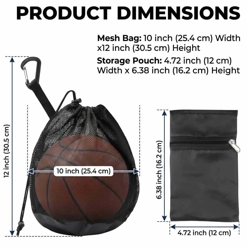 Bolsa Red para Baloncesto Futbol Voleibol con Cordon Ajustable, Gancho para Colgar, Transpirable y Portatil