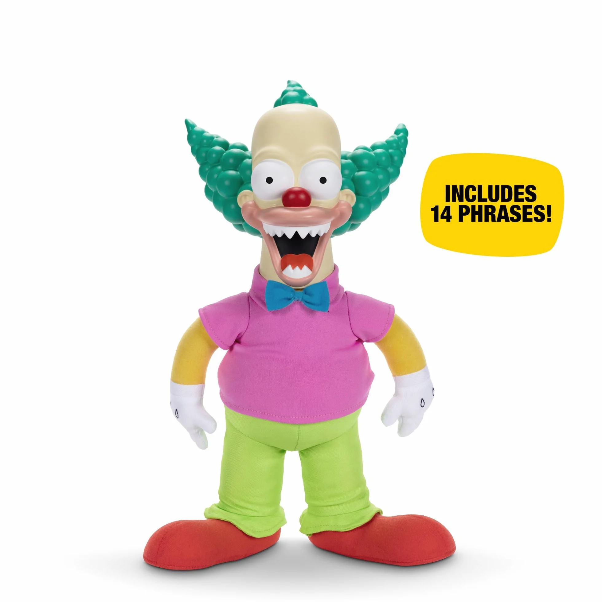 The Simpsons Talking Krusty Doll Plush by Jakks Pacific, Stands 16" / 41cm Tall, Good and Evil Krusty Pull String Doll, from The Classic Treehouse of Horror III Episode, Perfect for Any Simpsons Fan