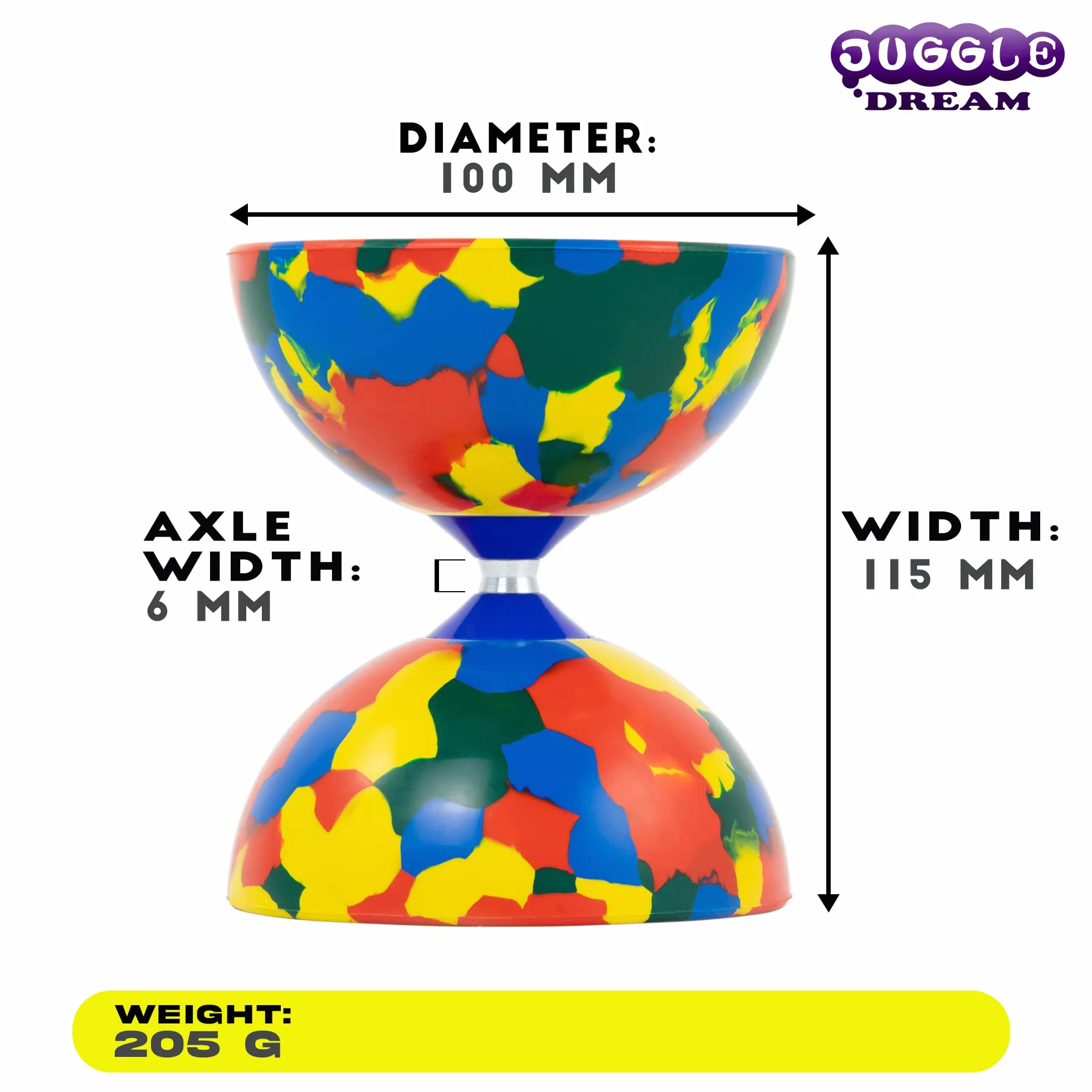 Juggle Dream Jester Diábolo Set para Malabares - Diábolo con Eje Fijo con Palos de Fibra y Vídeo de Aprendizaje en Línea (Multicolor)