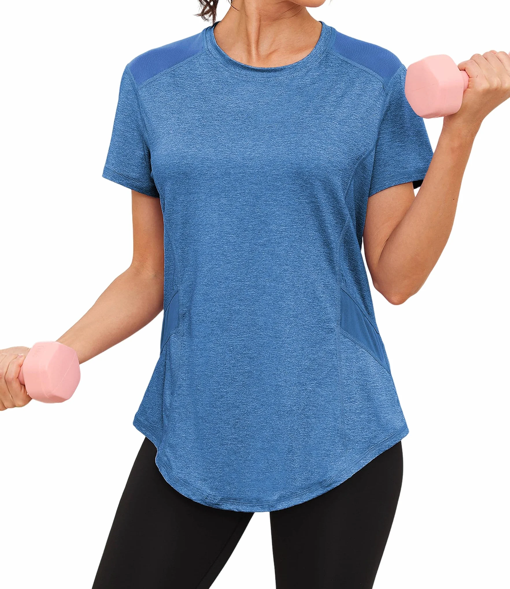 Camisetas Deportivas Mujer Manga Corta Cuello Redondo para Correr Fitness Yoga