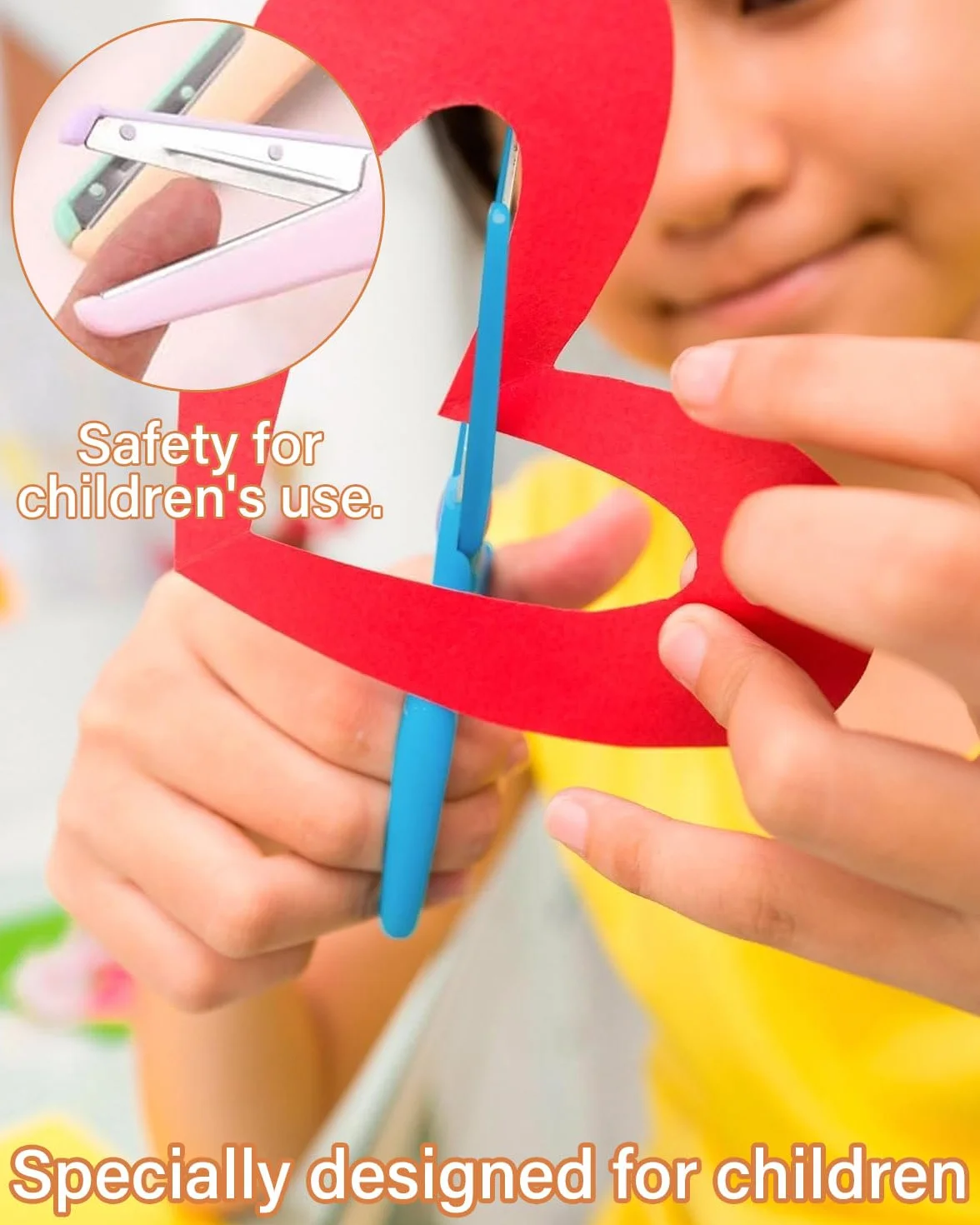 3 piezas Tijeras Infantiles con Dispositivo de Seguridad,para Niños y Revestimiento de Plástico,con Punta Redonda