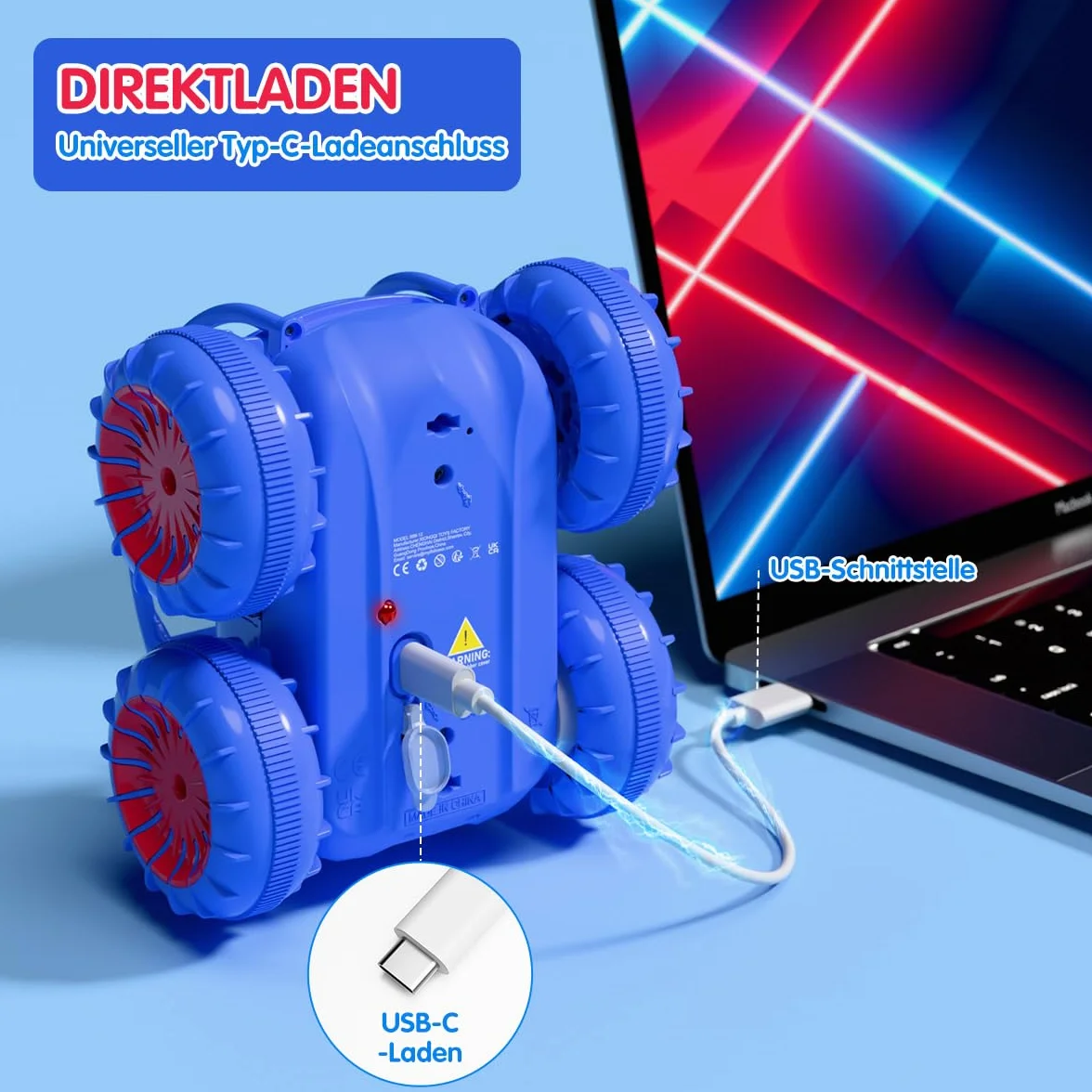ifollower Coche teledirigido de Carga Directa 2.4GHz 4x4 Monster Truck Drift Cars con luz LED Rotación de 360° Juguetes acuáticos al Aire Libre Regalo Niña Niño 3-12 Años