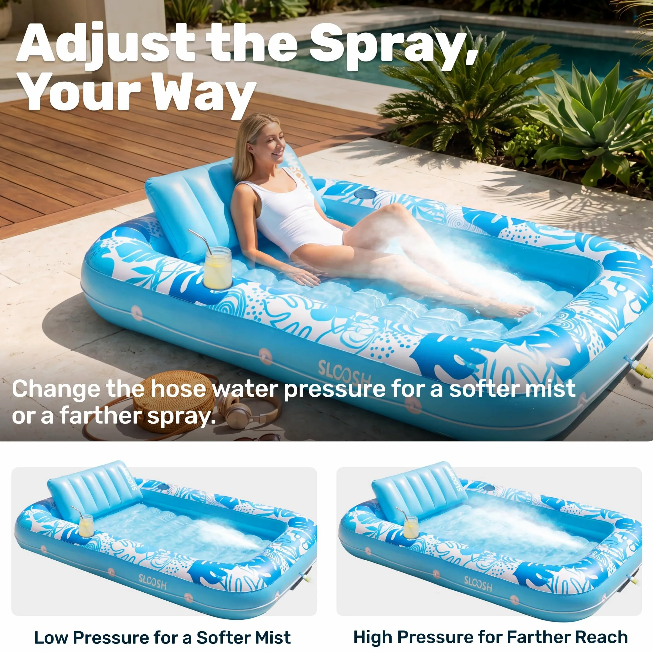 Flotador inflable de piscina de bronceado Sloosh, balsa de bronceado para adultos, flotador de piscina, balsa para tomar el sol, tumbona de bronceado inflable para piscina, cama de bronceado para