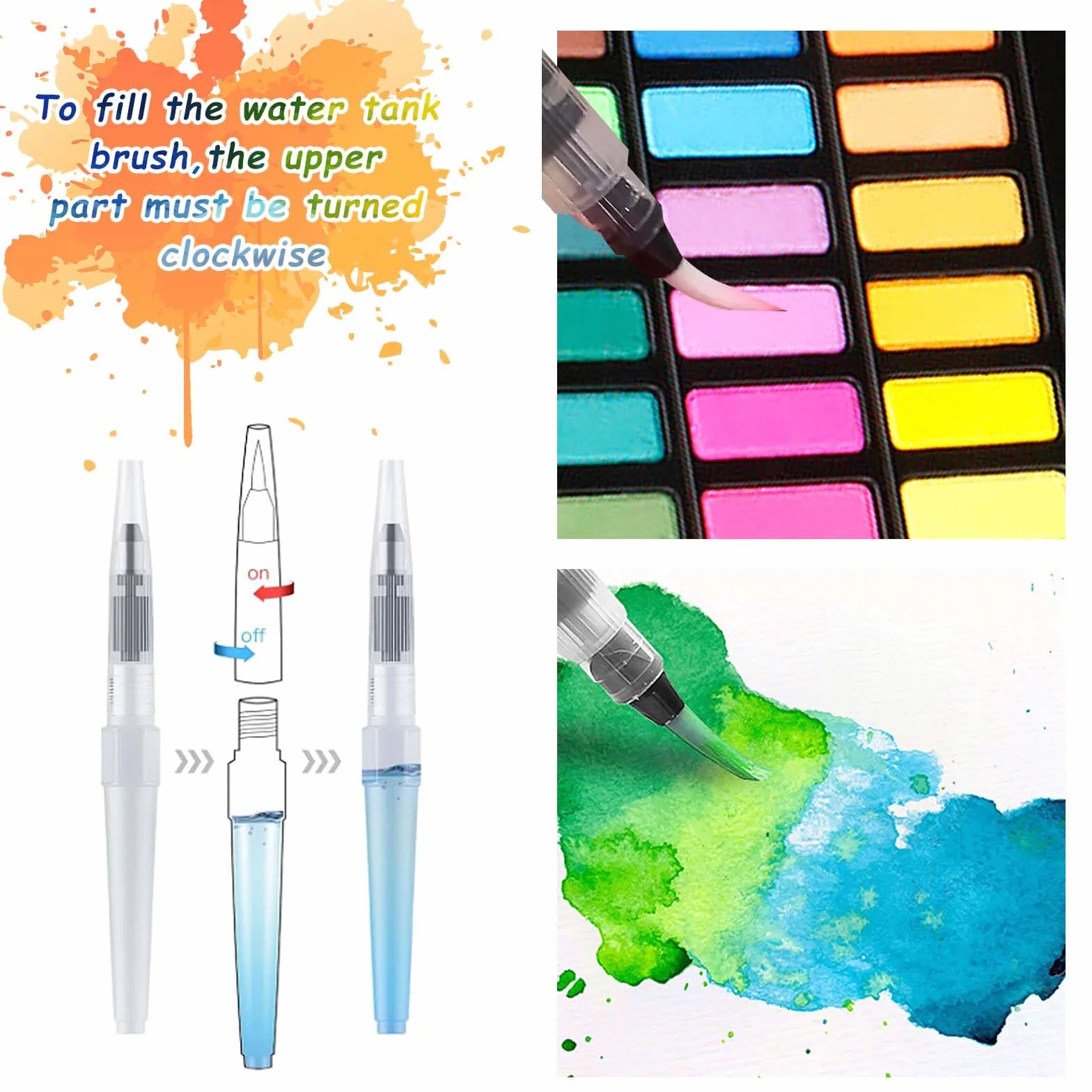 Juego de Acuarelas Profesionales 48 Colores,Set De Pintura De Acuarela,Incluyendo Pincel y Pinceles de Agua,Paleta Acuarela,etc,para Principiantes y Profesionales