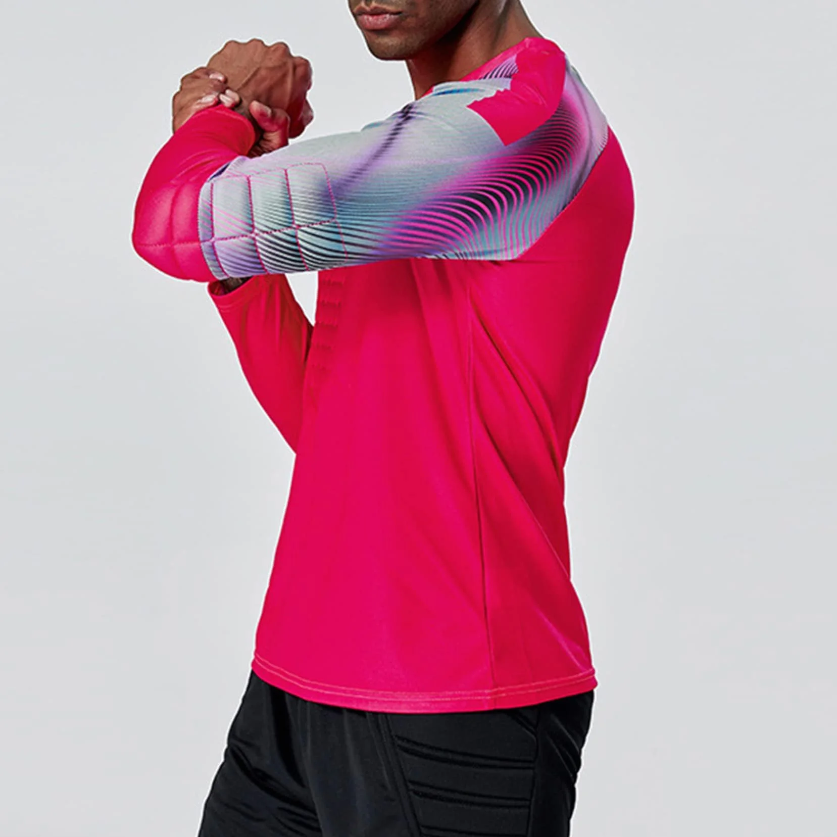 Camiseta acolchada de portero para hombre, uniforme de fútbol de manga larga, esponja protectora