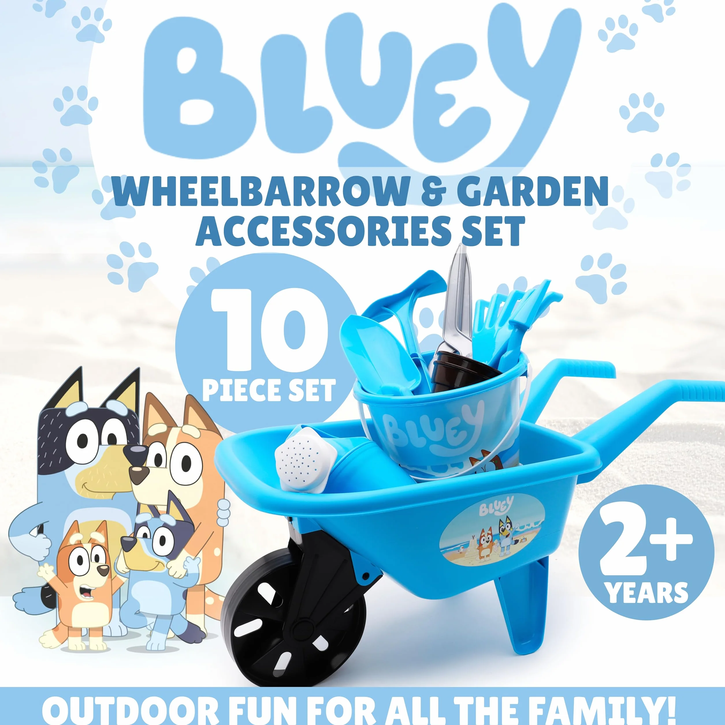 Toyland® Juego de jardinería Bluey de 10 Piezas para niños - Carretilla, regadera, macetas, Herramientas y más - Juego de Juguetes para jardín al Aire Libre - Edad 2+