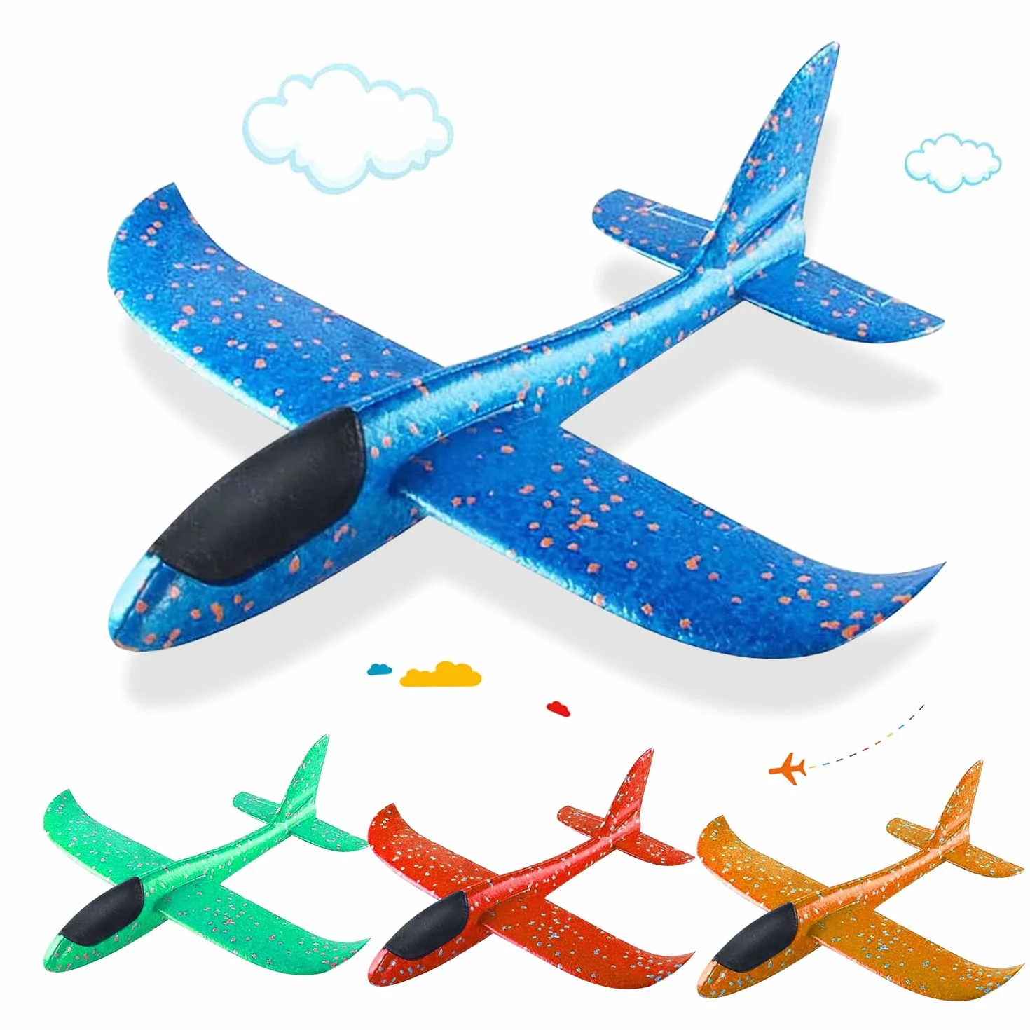 Aviones Planeadores Juguete de Poliespan, 4 Pieza de Corcho, 35cm, Regalos de Deportes al Aire Libre Para Niños y Niñas