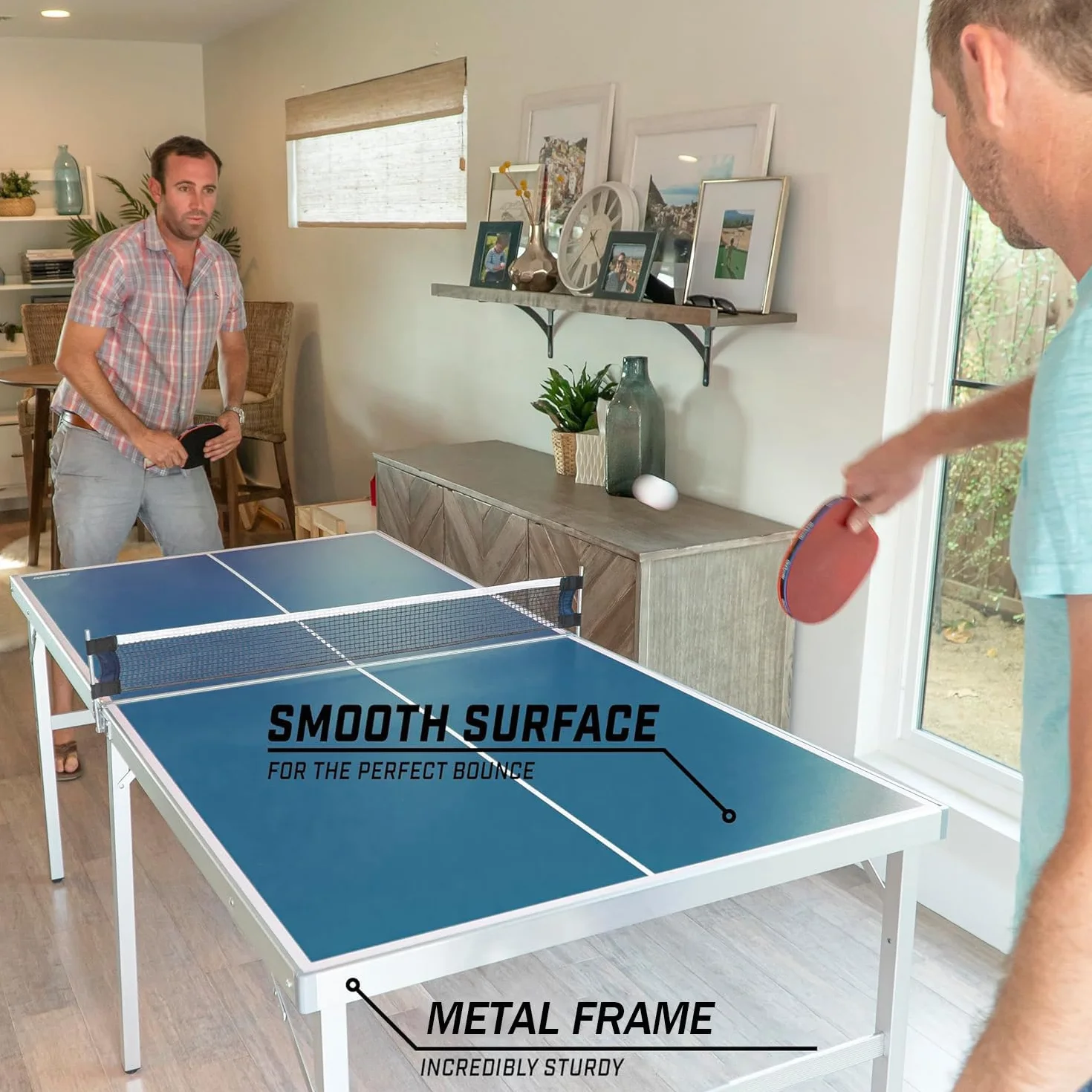 Mesa de Ping Pong Plegable Portátil 180x90x76 cm Azul con Red