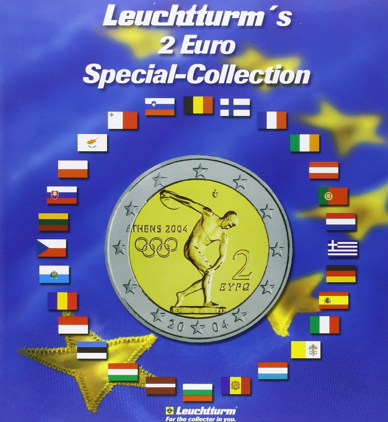 Leuchtturm 302574 Álbum para Monedas Presso - 2-Euro Special-Collection - 57 Compartimentos para Monedas de 2-EUR - Incl. Juego de banderitas Adhesivas