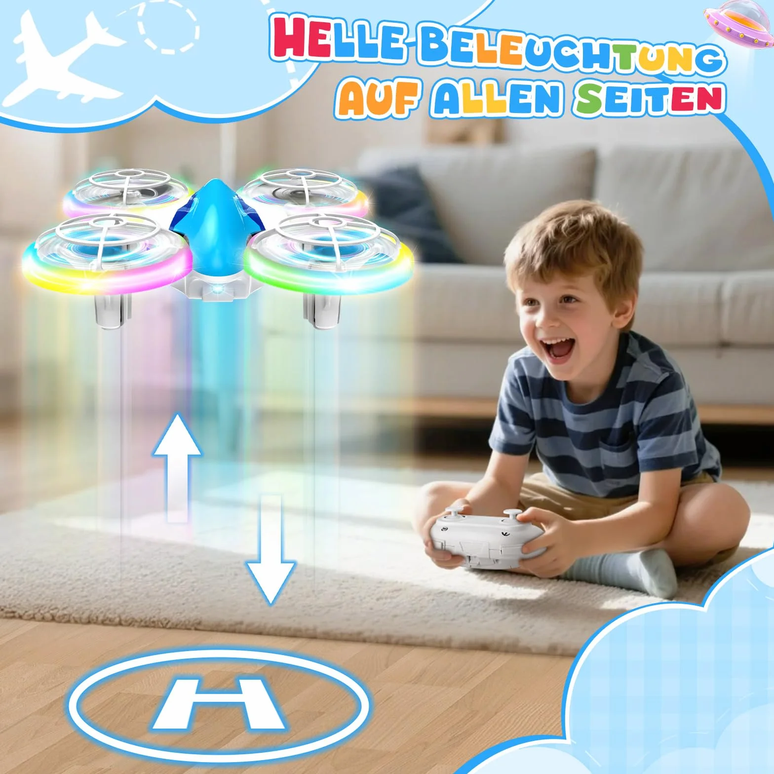 YIKANWEN Dron RC para Niños 6-14 Años con Luces LED, Vuelo 360°
