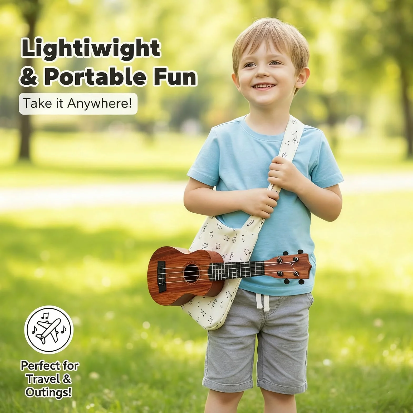 Guitarra Infantil, Juguete de Guitarra Infantil, Ukelele de Juguete para Niños, para Niños 4 Cuerdas Instrumentos Musicales Juguete Educativo, Adecuado para niños de 3 a 6 años (Registro 44cm)