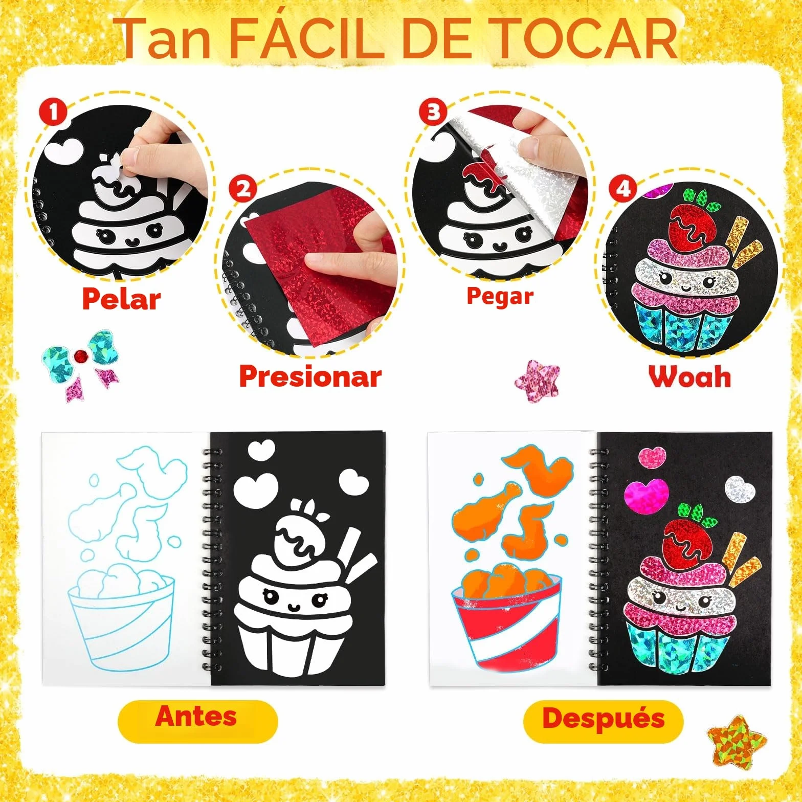 FUNNYB&G Arte con Foil Actividad Libros Colorear Detalles Cumpleaños niños, 2 IN 1 Foil Art&Livros de Colorir infantis, Regalos Cumpleaños Niños Colegio|Manualidades Niños Niña 4-10 Años (clásico 24)
