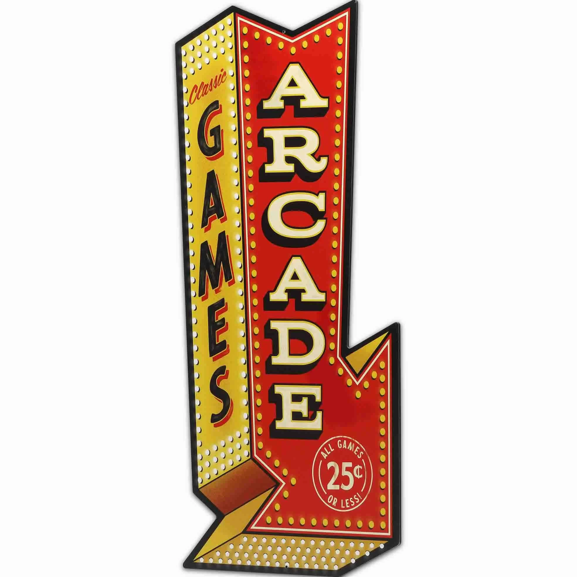 Open Road Brands Arcade Games Arrow - Cartel de metal para sala de juegos o cueva de hombre
