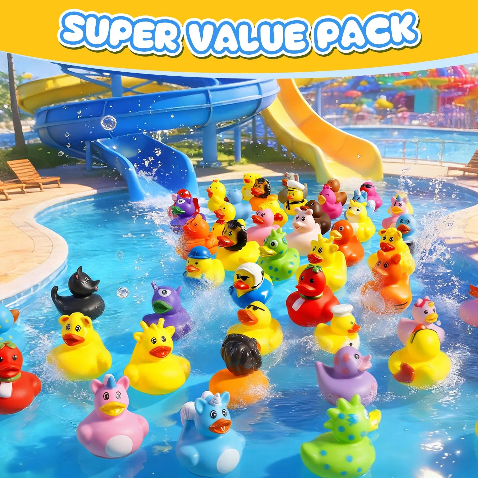 The Ultimate - Juego de juguetes para fiestas y baño: patos de goma de colores aleatorios en bolsa de malla para el baño del bebé, recuerdos de fiesta en la piscina y juegos divertidos para niños (200