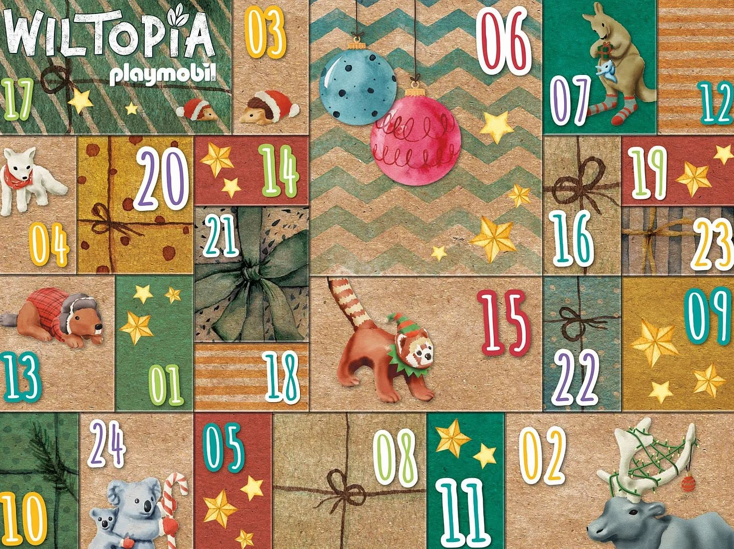 PLAYMOBIL Wiltopia 71006 DIY Calendario de Adviento para niños, Viaje de animales alrededor del mundo, Incluye 23 figuras de animales de todo el mundo, Juguete sostenible para niños a partir de 4 años