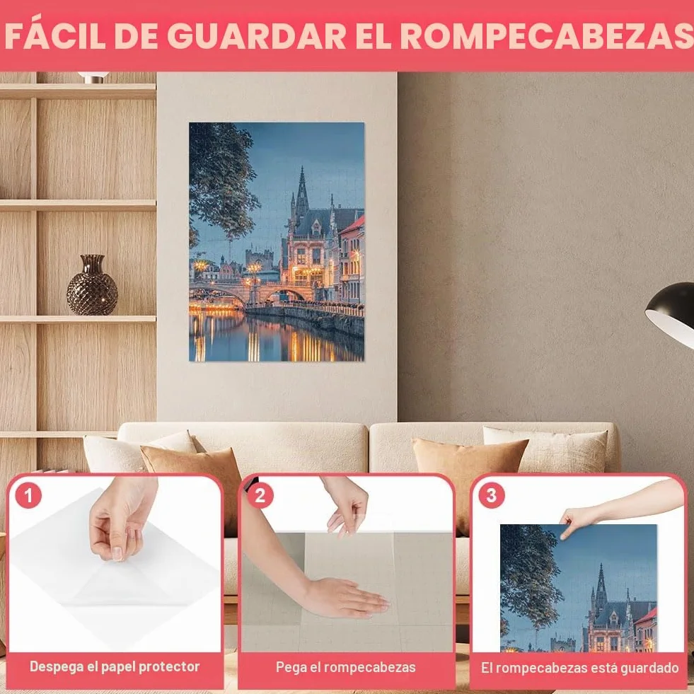 Ainiv 32PCS Hojas de Pegamento para Puzzles, Despegable Cola Transparente Papel Adhesivo, Lámina Adhesivas para Rompecabezas para Preservar 4000PCS, Lámina Accesorios Puzzle para Asegurar y Proteger