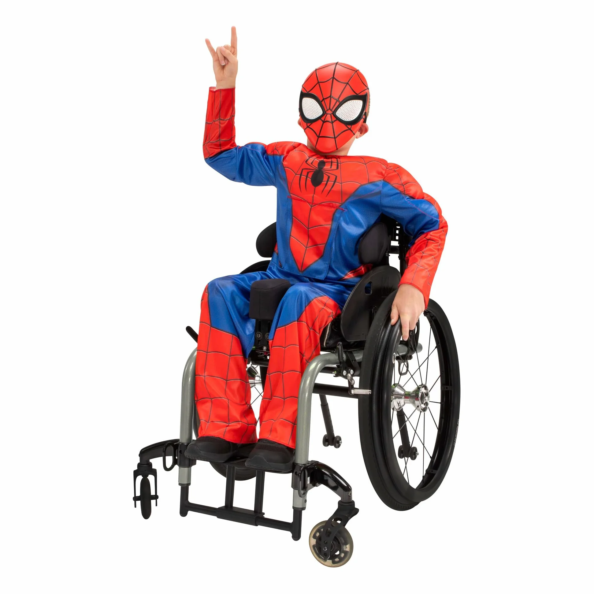 Marvel Spider-Man - Disfraz adaptativo oficial juvenil – Disfraces con características adaptativas (la cubierta de rueda se vende por separado)