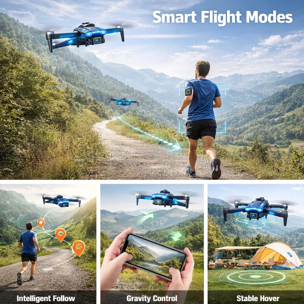 Drones con Camara 1080P Dron para Niños con Motor Brushless Drone FPV con 30min de Vuelo/Altitud Retención RC Quadcopter para Principiantes, Juguetes Regalo para Niños, Menos de 249g (White)