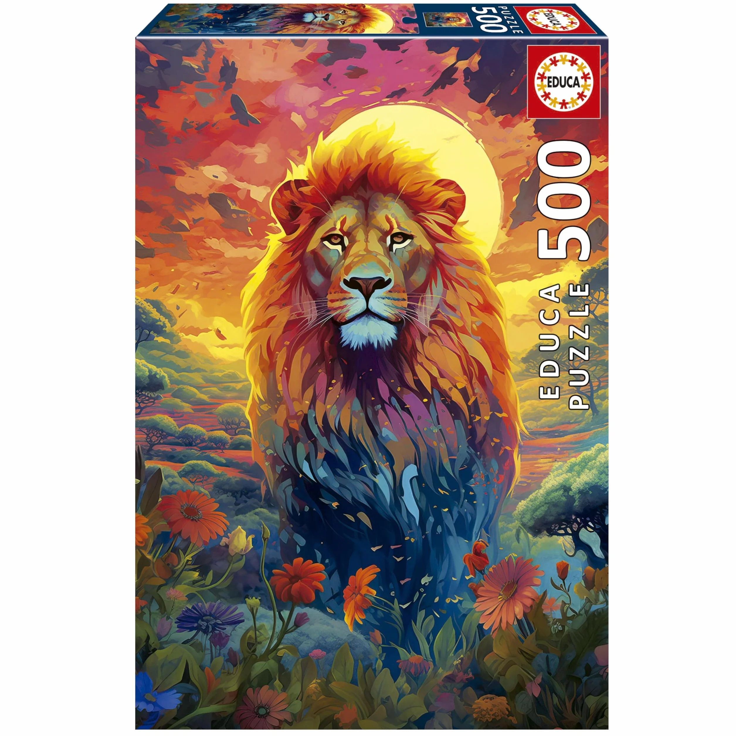 Educa - Puzzle de 500 Piezas para Adultos | Mirada Majestuosa del León. Incluye Pegamento Fix Puzzle. Medidas: 34 x 48 cm. A Partir de 11 años (20261)