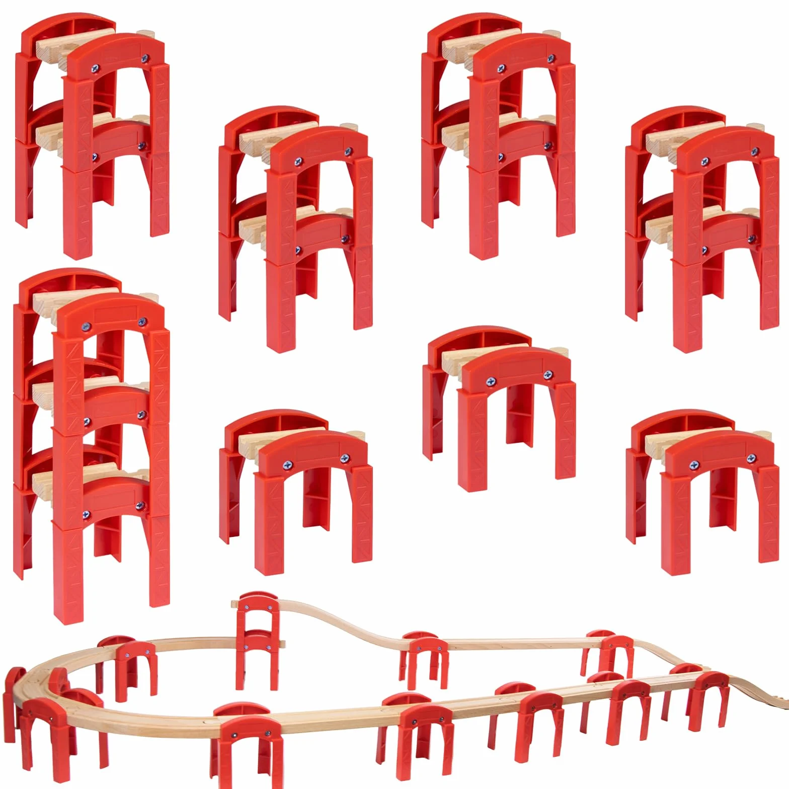 Accesorios para Tren de Madera, 14 Piezas, Compatibles con Todos los Sistemas de Rieles de Madera, Aptos para Niños de 3 Años