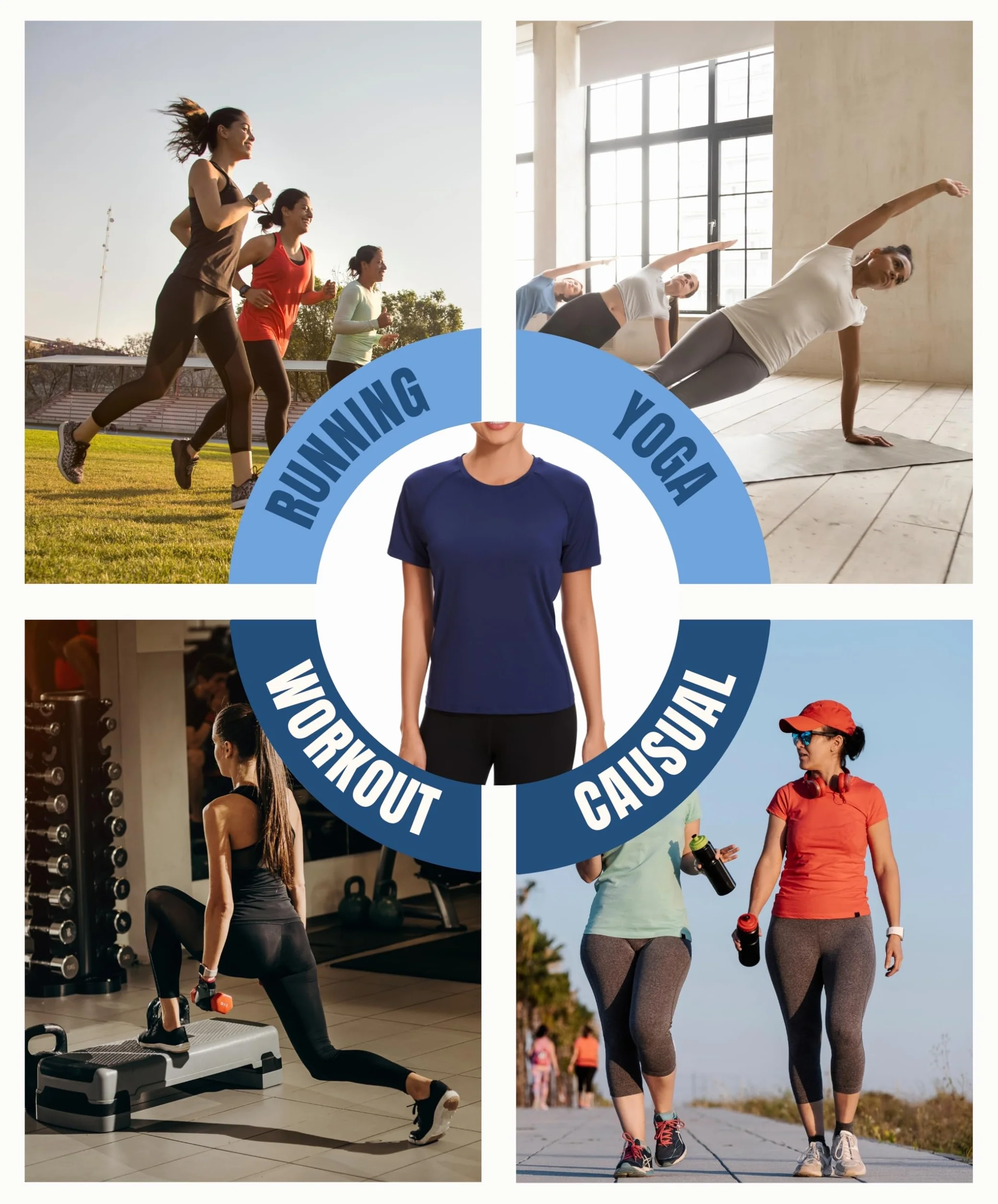 AMZSPORT Camiseta Deporte Mujer Top Running Manga Corta