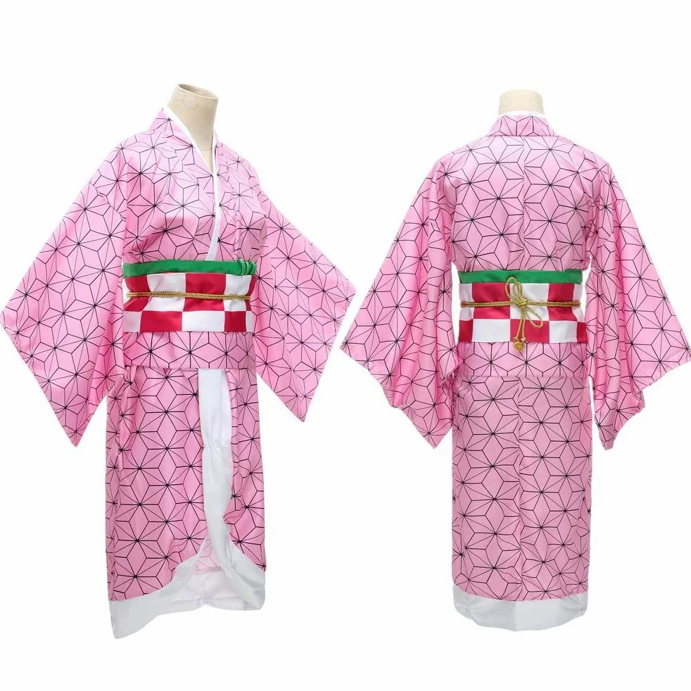 Conjunto completo de disfraz de anime de Halloween para mujer, para fiesta, cosplay, capa, kimono con pantuflas y peluca