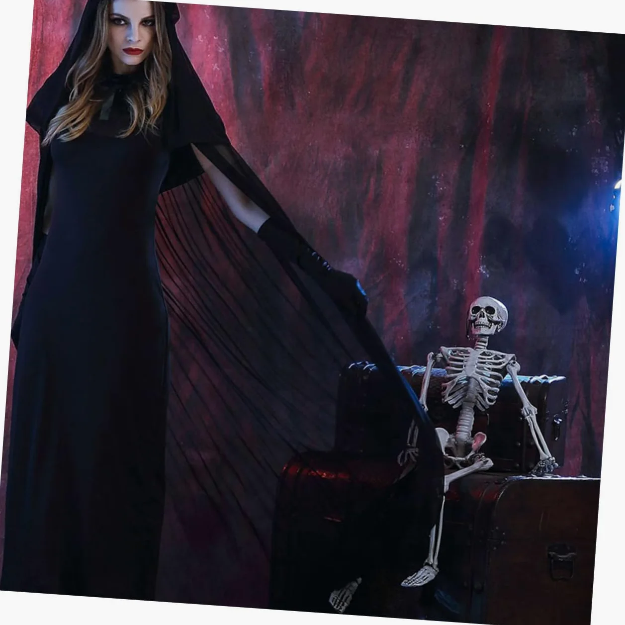 SOIMISS 3 Piezas disfraz de bruja para mujer para actuación disfraz vampiresa de vampiresa de fantasma de vampiro de halloween de bruja para cosplay Black