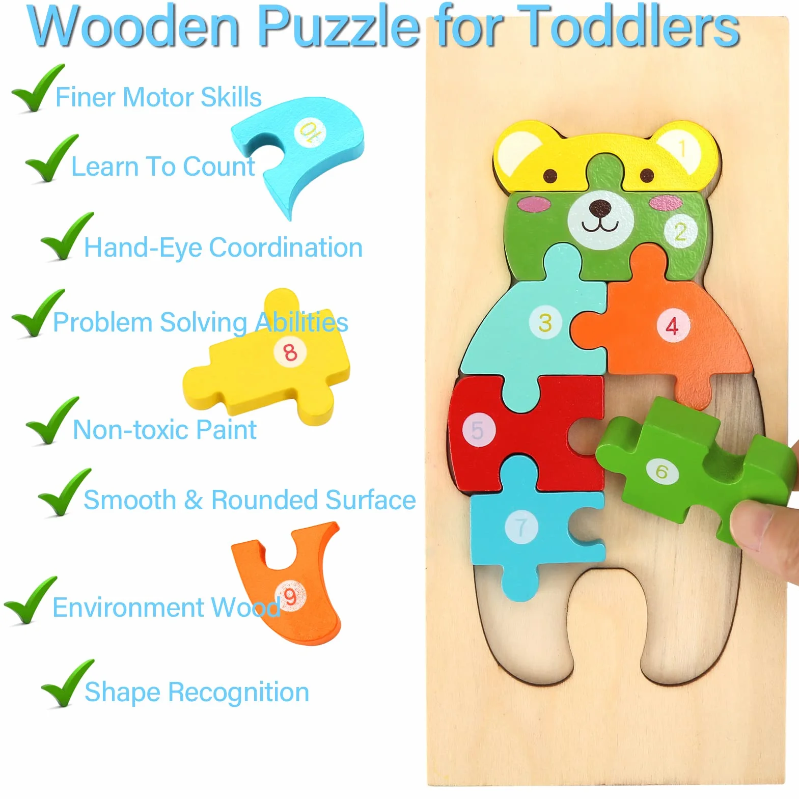 Animales Juguetes Puzzle Madera Niños 1 2 3 Años, Bebe Juguete Montessori 1 2 3 Años Niña Niño, Juego Educativo Regalo Navidad