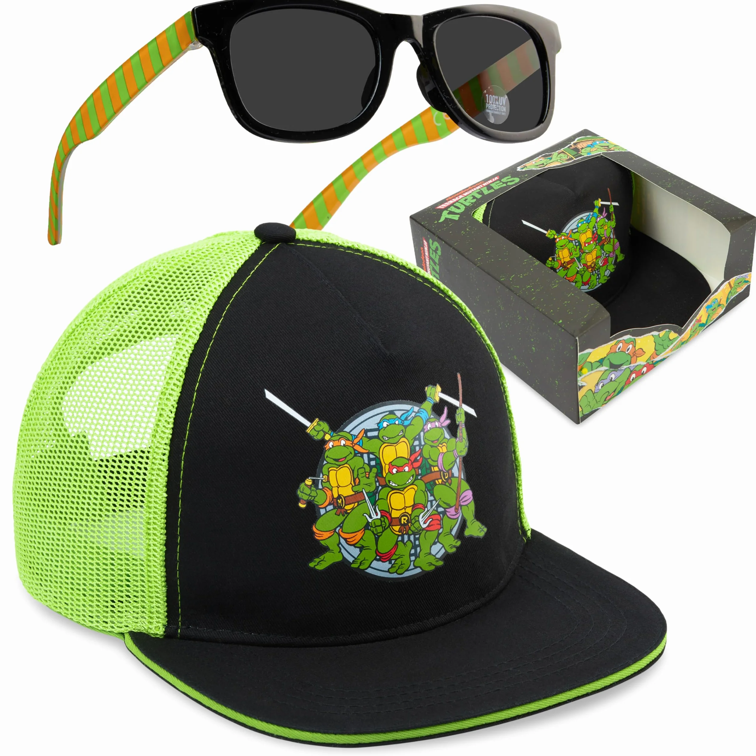Batman Tortugas Ninja Marvel Avengers Gorra y Gafas de Sol Niño Set, Protección UV