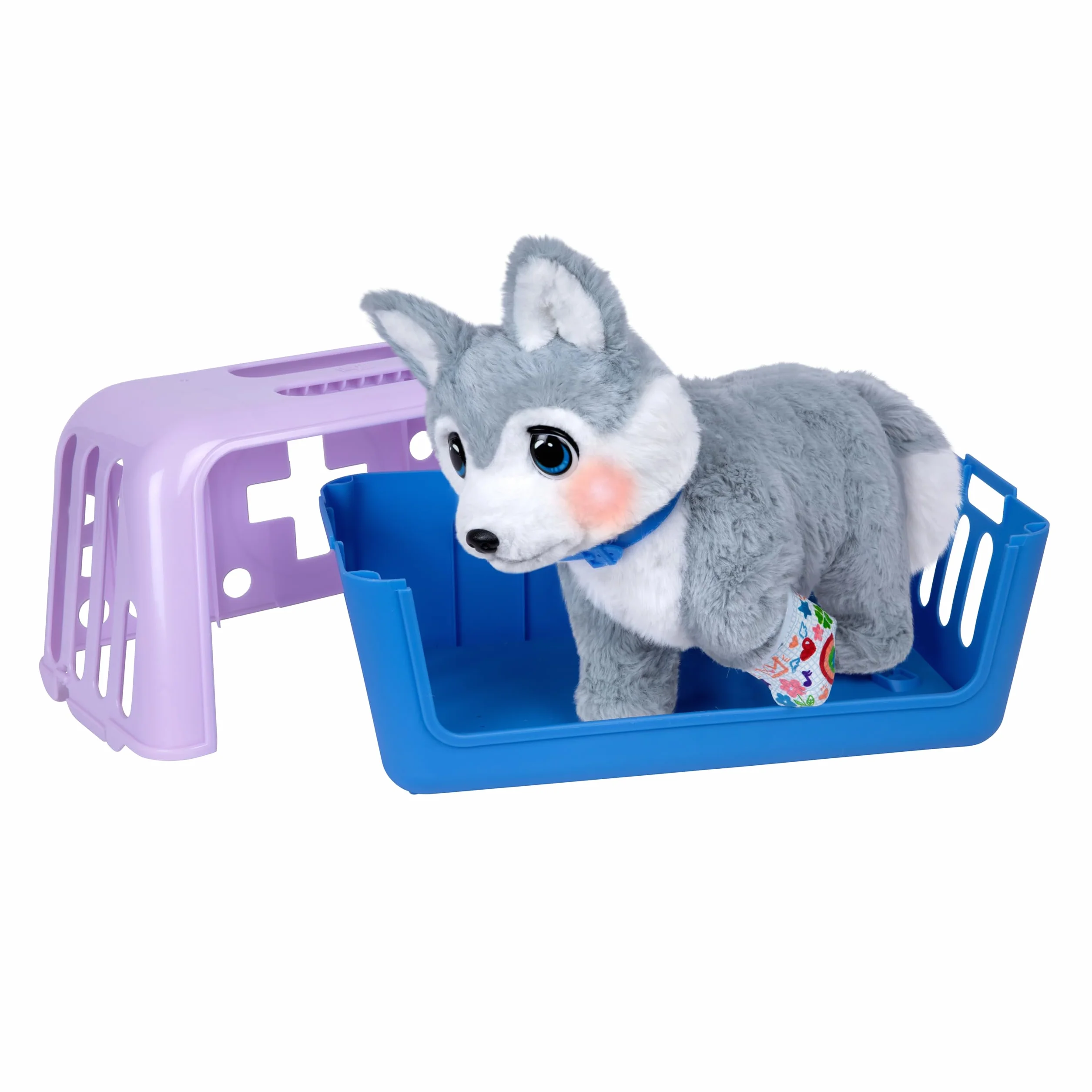 Little Live Pets Ouchies Aspen – Exclusivo Cachorro Husky Interactivo con más de 50 Sonidos y reacciones, Incluye Set de Veterinario y Bolsa de Transporte, a Partir de 4 años