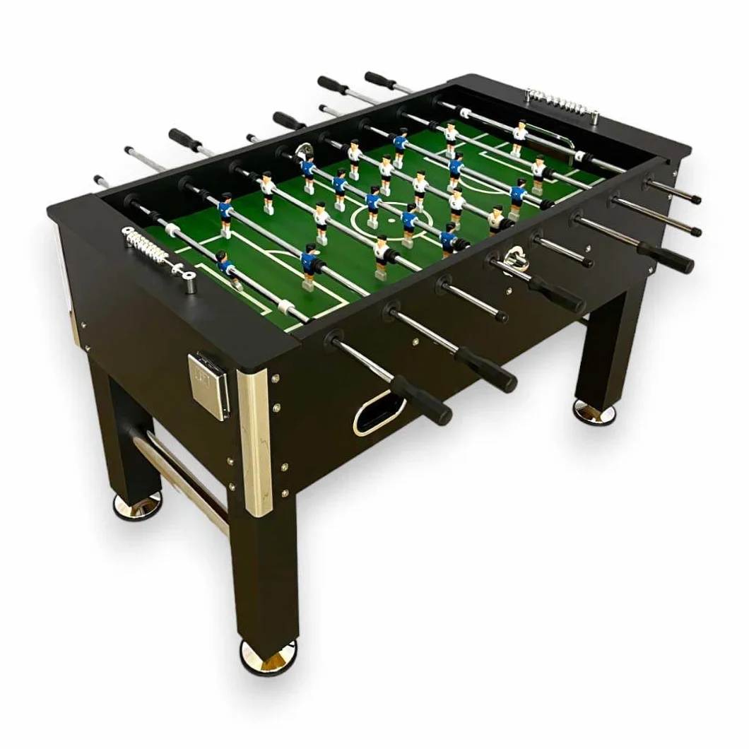 Mesa FUTBOLIN Madera Color Negro Modelo Top Class Robusto Y Resistente 60 kg Medidas REGLAMENTARIAS: Largo 140 cm x Ancho 88