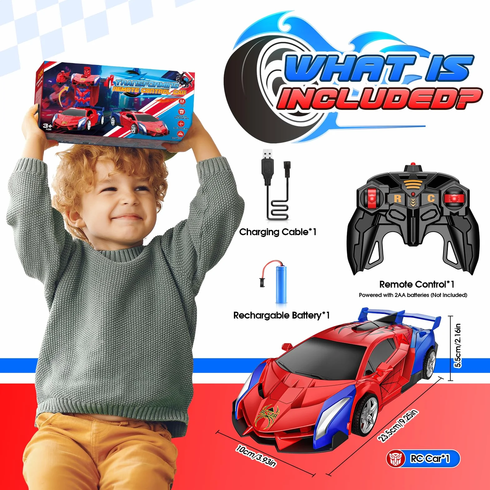 Braxel Coche Teledirigido Niños 3 4 5 6 7 8 Años, 2.4GHz Transforming RC Juguetes Monster Truck Regalo Niño 3-12 Años, Coche RC Robot Regalos para Niños de Pascua 2026