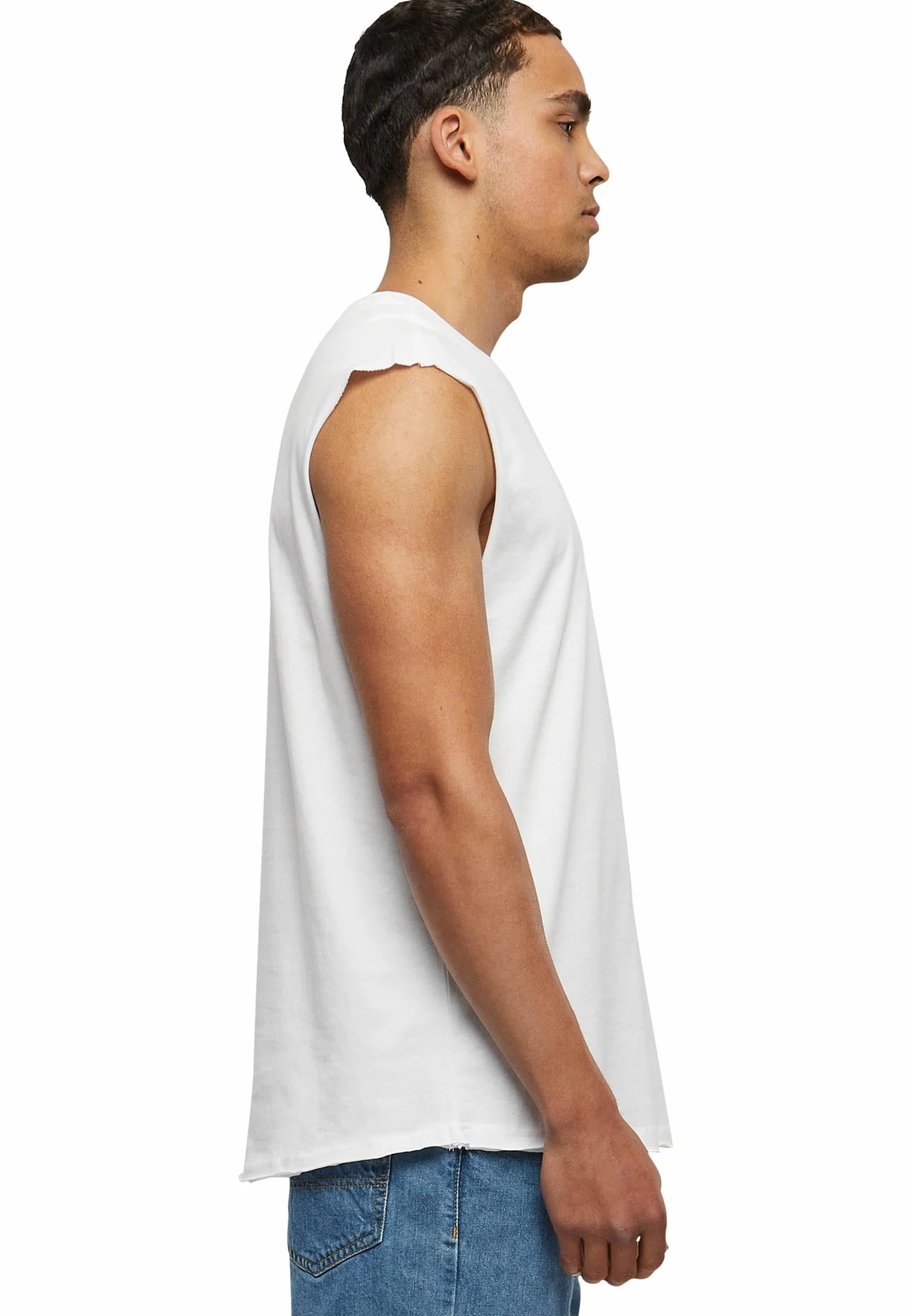 Urban Classics Open Edge Sleeveless Tee Hombre Camiseta Negro