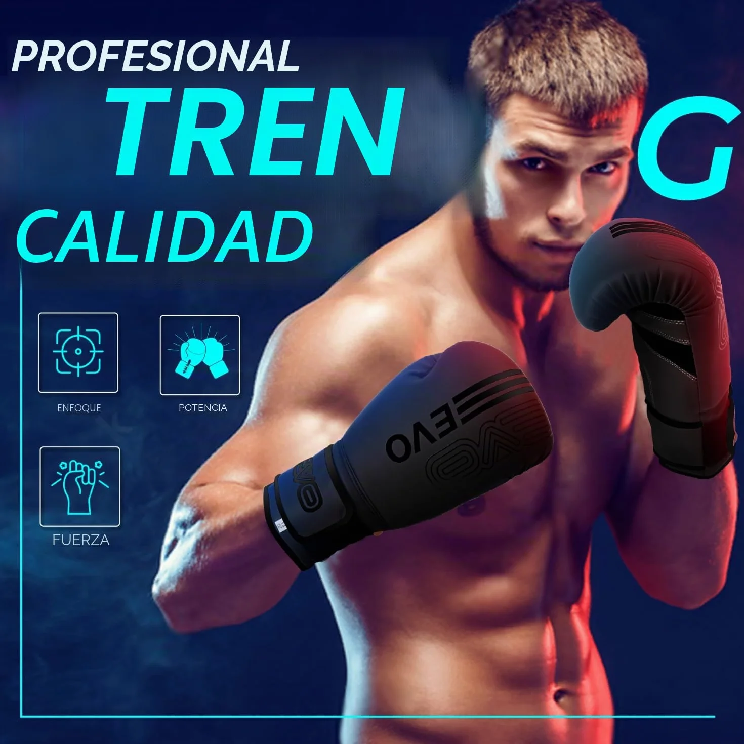 EVO Fitness Guantes Boxeo MMA Muay Thai Kick Boxing Entrenamiento Sparring Lucha Saco Boxeo